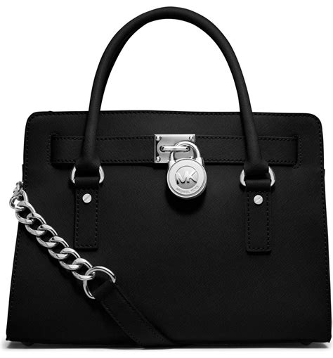 michael kors hamilton satchel black silver